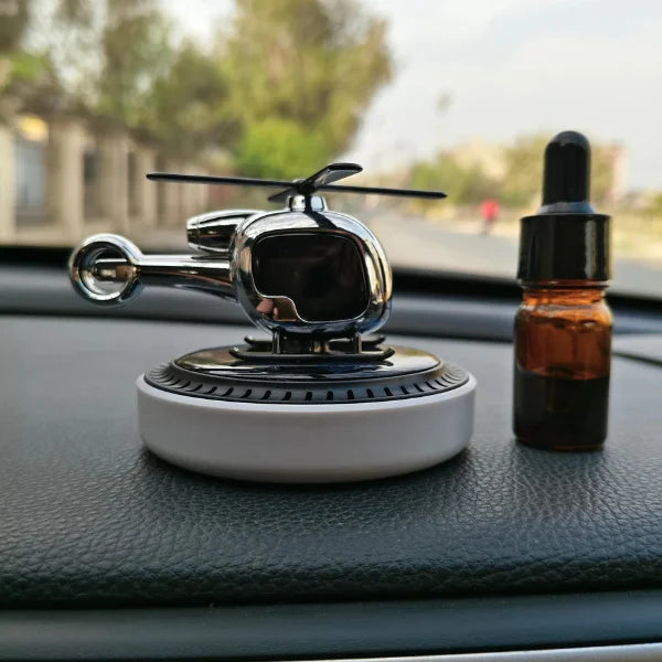 Car Dashboard Solar Air Freshener Helicopter with Refill Perfume