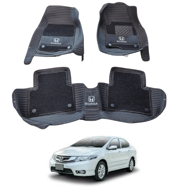 Honda City 10D Floor Mats with Black Grass | 3 Pcs | City Best Floor Mats | City 10D Floor