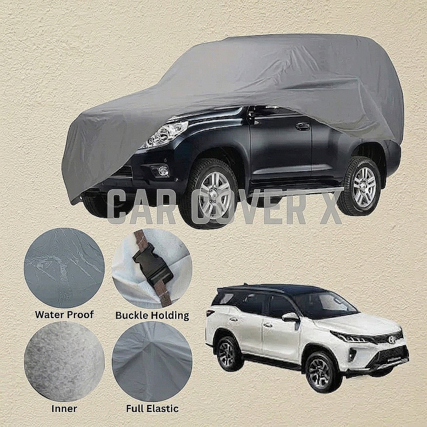 Toyota Fortuner Anti Scratch Water Resistant PVC Cotton Top Cover