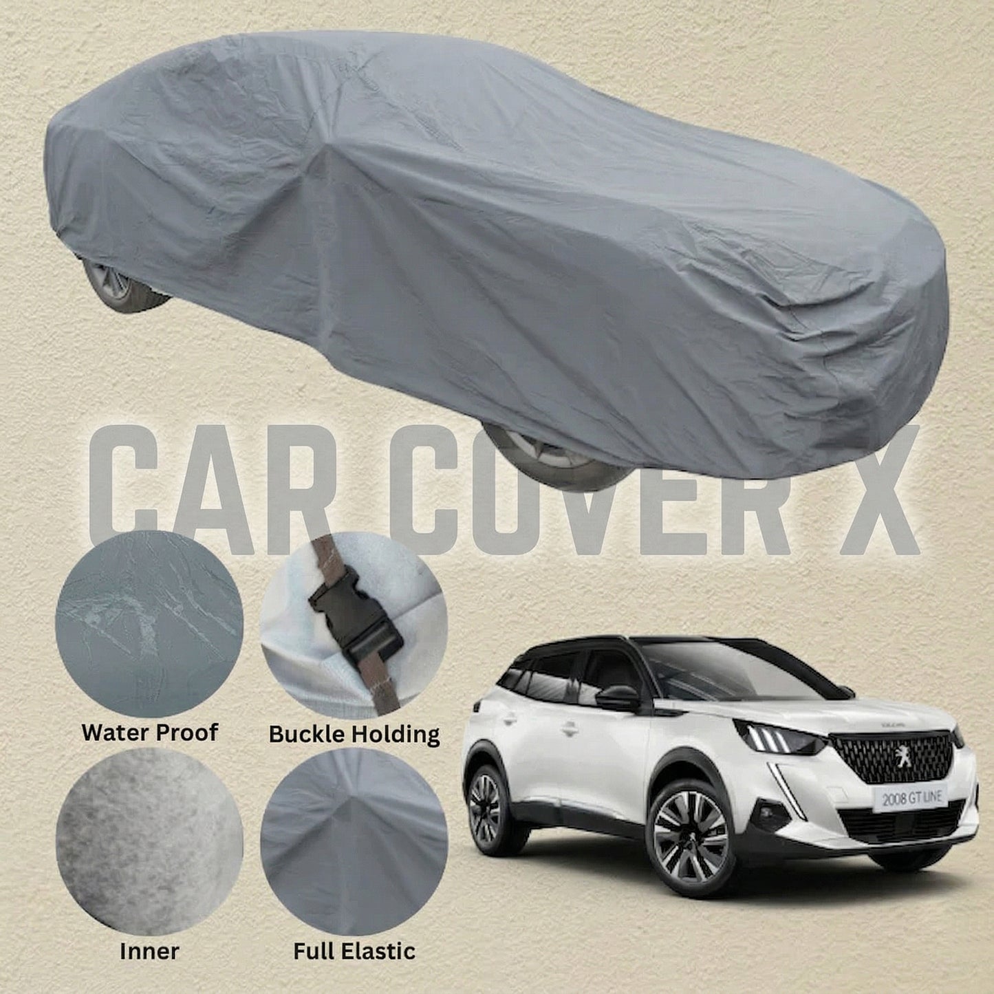 Peugeot 2008 Anti Scratch Water Resistant PVC Cotton Top Cover