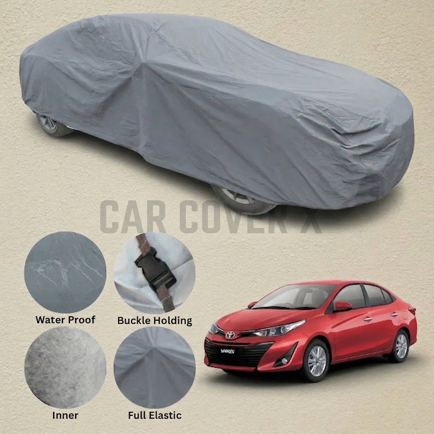 Toyota Yaris Anti Scratch Water Resistant PVC Cotton Top Cover