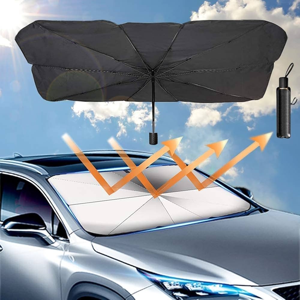 Car Windshield Sun Shade Umbrella - Foldable Polyester with UV Protection
