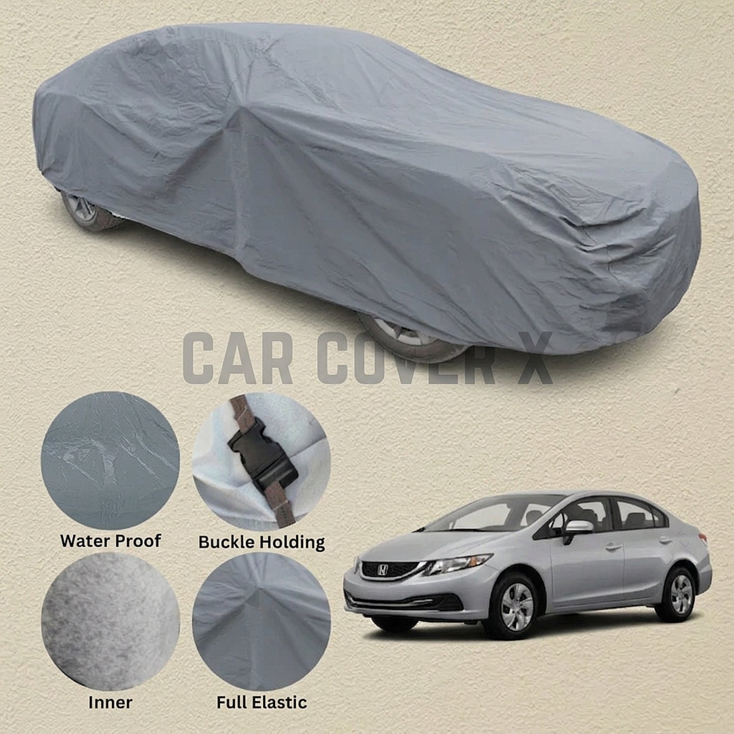 Honda Civic Anti Scratch Water Resistant PVC Cotton Top Cover | Model 2013 - 2016