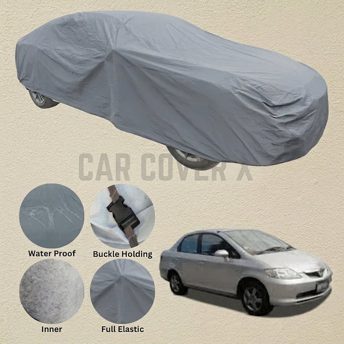 Honda City Anti Scratch Water Resistant PVC Cotton Top Cover | Model 2003 - 2008