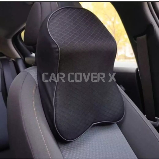 Universal Imported Leather Neck Rest Head Rest Cushion | Black