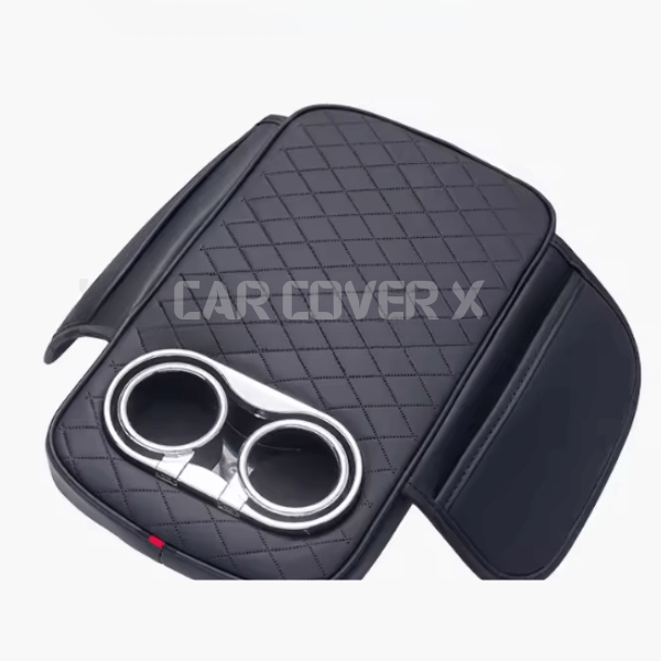Universal Car Center Console Armrest Cushion with Cup Holder - Black