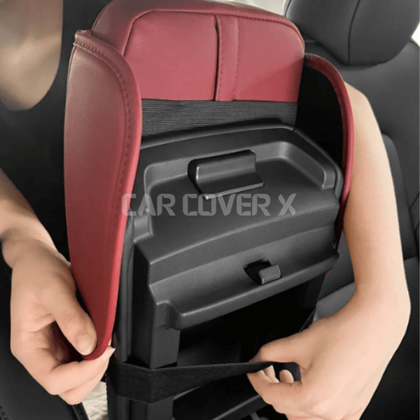 Universal Car Center Console Armrest Cushion with Cup Holder - Red