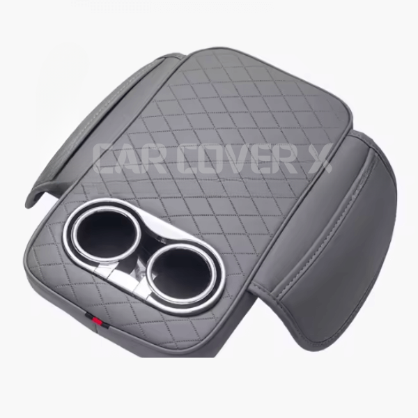 Universal Car Center Console Armrest Cushion with Cup Holder - Grey