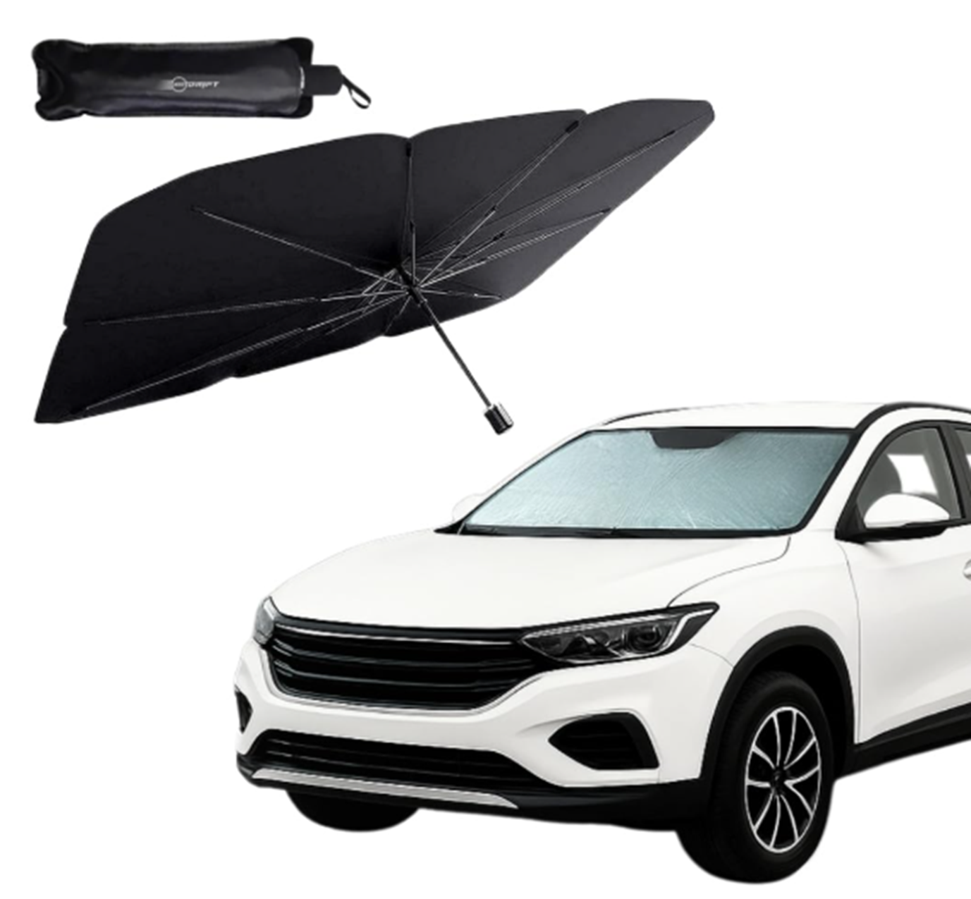 Car Windshield Sun Shade Umbrella - Foldable Polyester with UV Protection