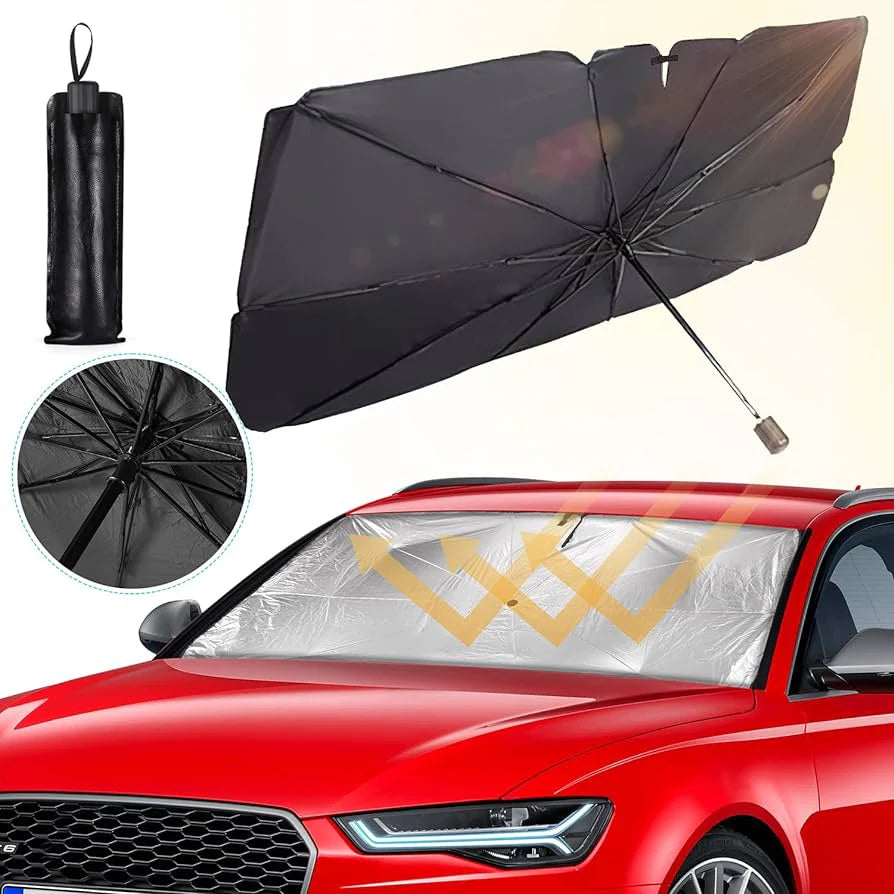 Car Windshield Sun Shade Umbrella - Foldable Polyester with UV Protection