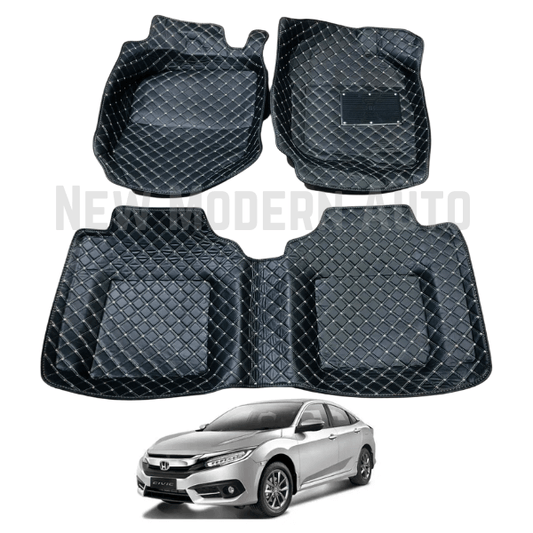 Honda Civic 6D Floor Mats | 3 Pcs | Model 2017-2023 | Civic Best Floor Mats | Civic 6D Floor