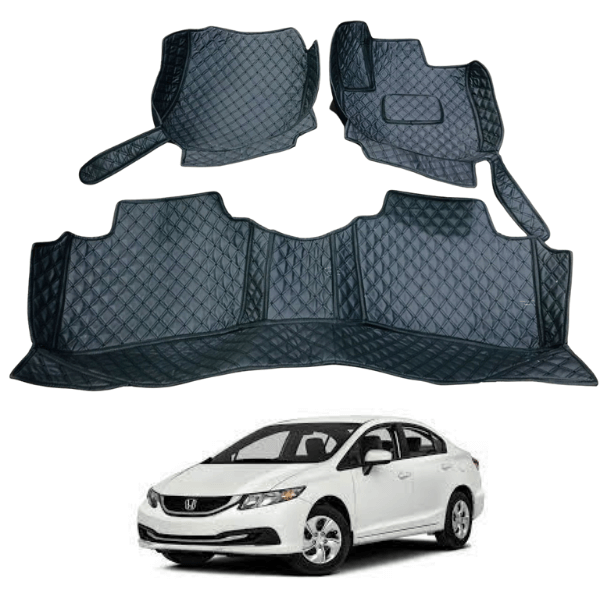 Honda Civic 7D Floor Mats | 3 Pcs | Model 2013 - 2016 | Civic Best Floor Mats | Civic 7D Floor
