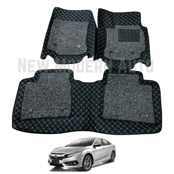 Honda Civic 8D Floor Mats | 3 Pcs | Model 2017-2023 | Civic Best Floor Mats | Civic 8D Floor