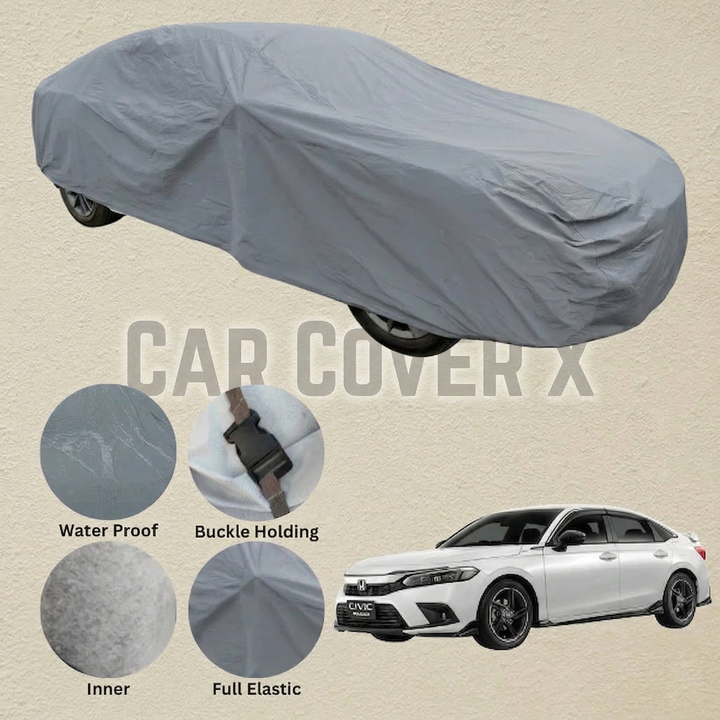 Honda Civic Anti Scratch Water Resistant PVC Cotton Top Cover | Model 2022 - 2024