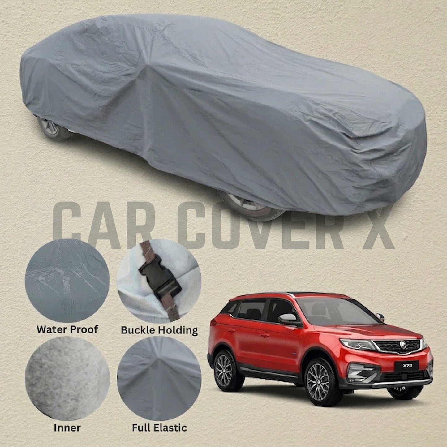 Proton X70 Anti Scratch Water Resistant PVC Cotton Top Cover