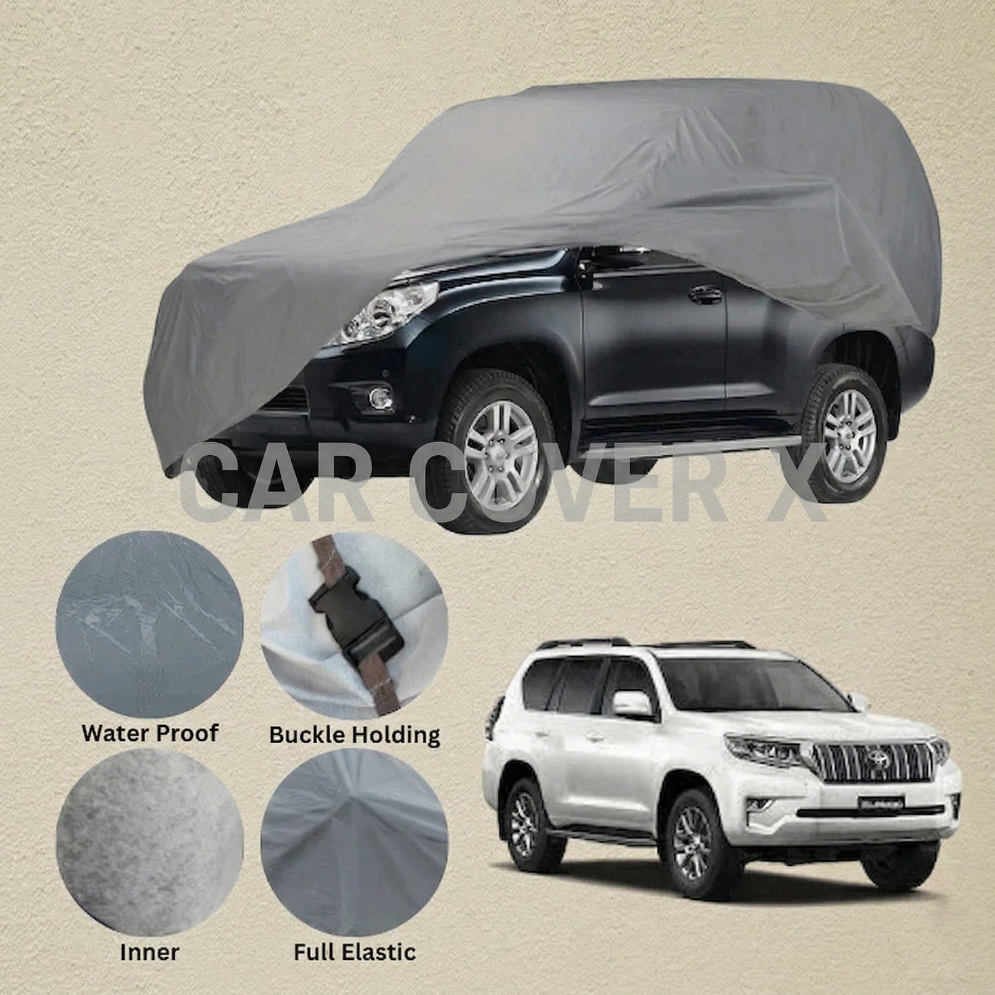 Toyota Prado Anti Scratch Water Resistant PVC Cotton Top Cover