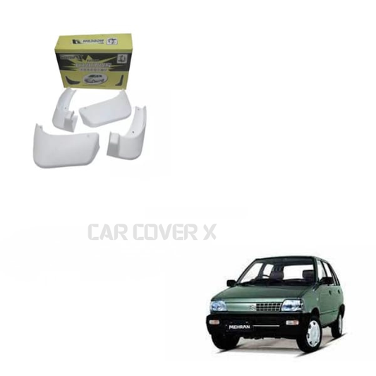 Suzuki Mehran Mud Flaps 4 Pieces White Color | Car Mudguard | Fender Mud Flaps | Splash Guards