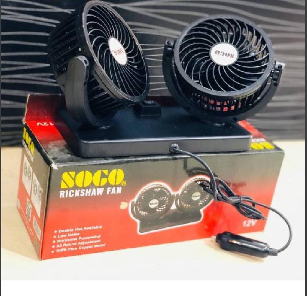 Dual Headed Rotatable Vehicle Fan - 12V