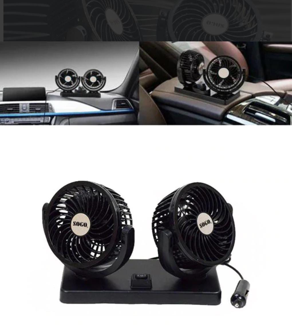 Dual Headed Rotatable Vehicle Fan - 12V