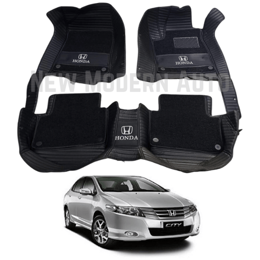 Honda City 9D Floor Mats with Black Grass | 3 Pcs | City Best Floor Mats | City 9D Floor | Model 2009 - 2020