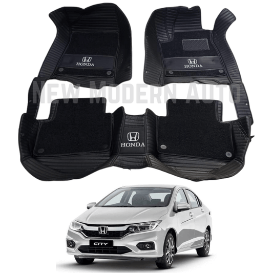 Honda City 9D Floor Mats with Black Grass | 3 Pcs | City Best Floor Mats | City 9D Floor | Model 2021 - 2023