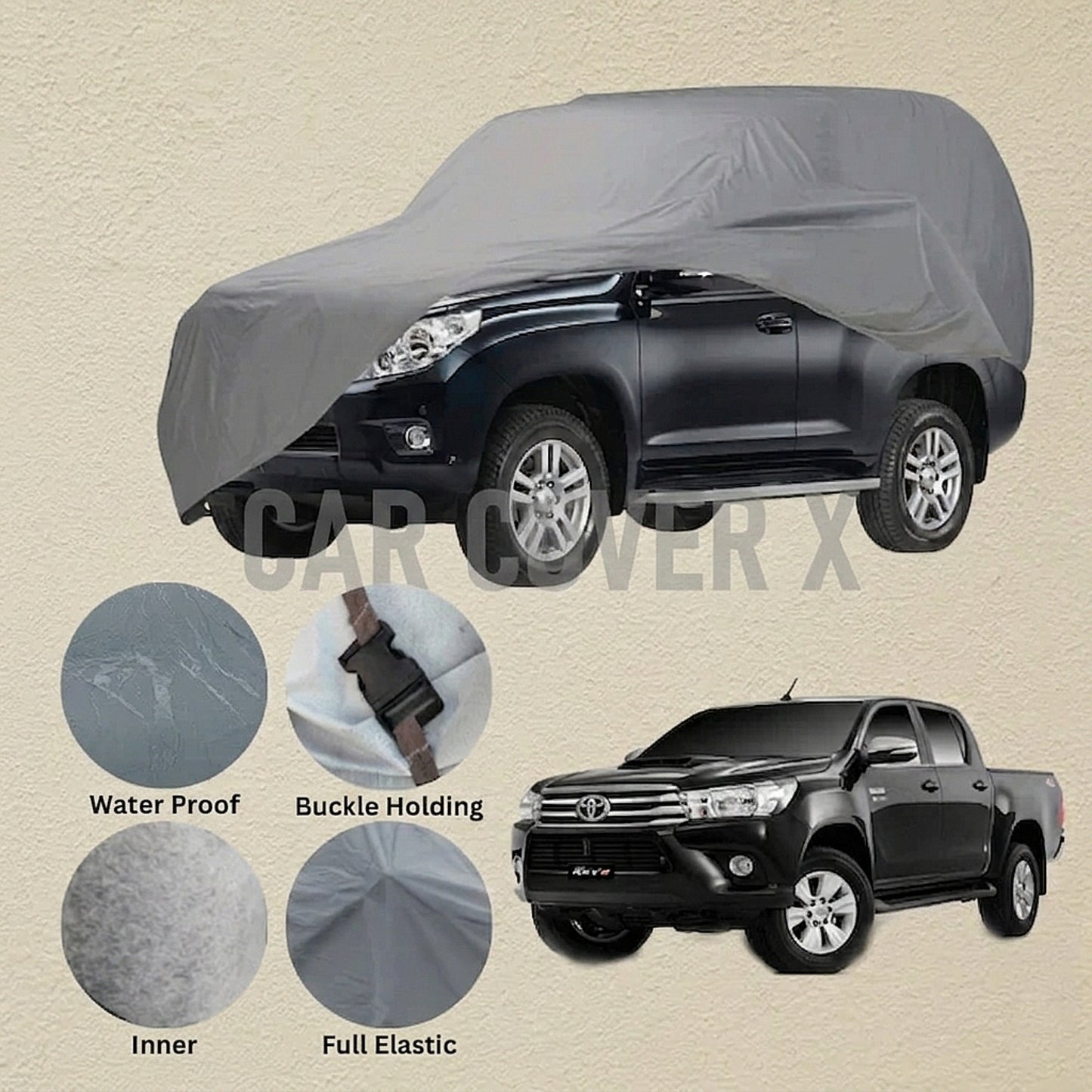 Toyota Vigo Revo Anti Scratch Water Resistant PVC Cotton Top Cover