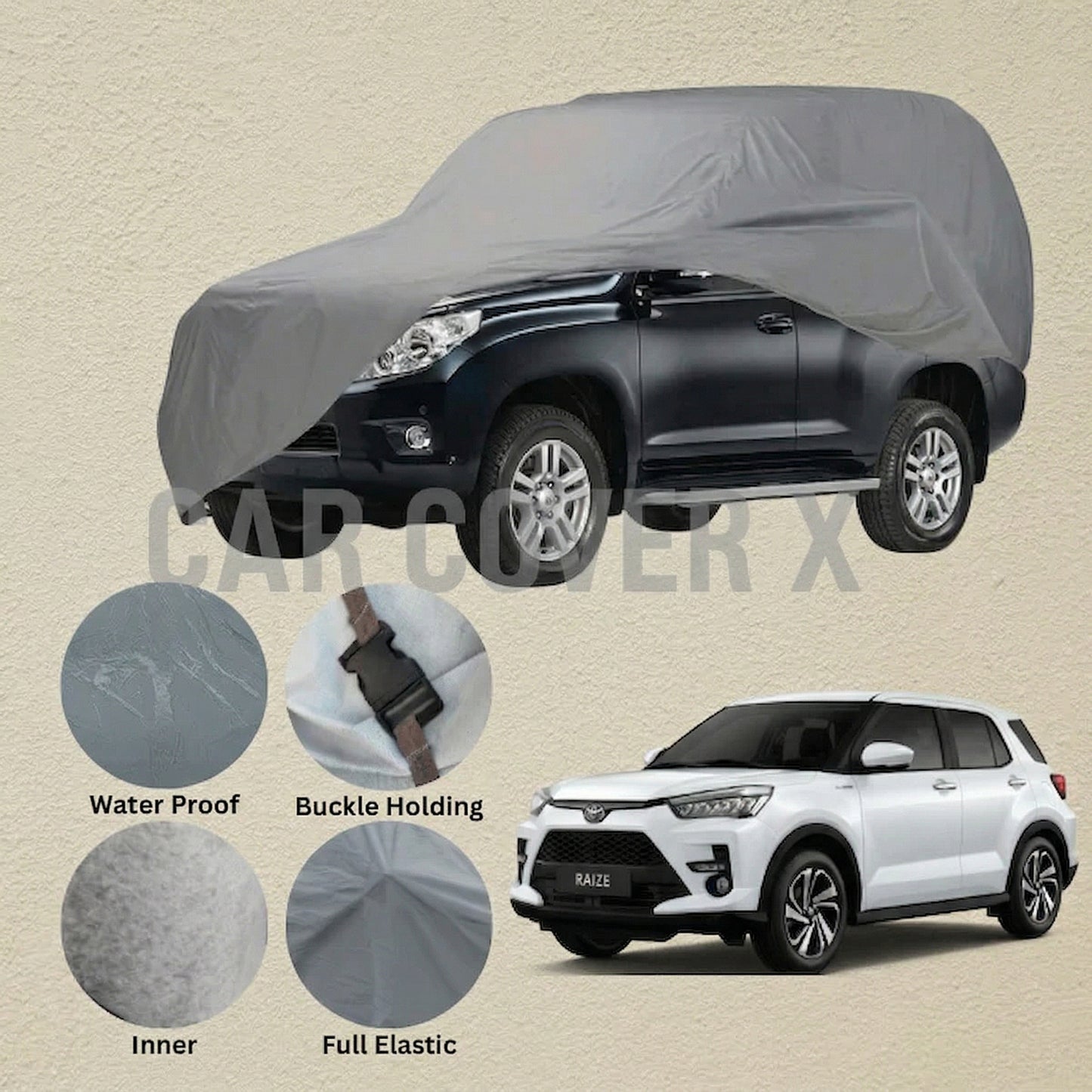 Toyota Raize Anti Scratch Water Resistant PVC Cotton Top Cover