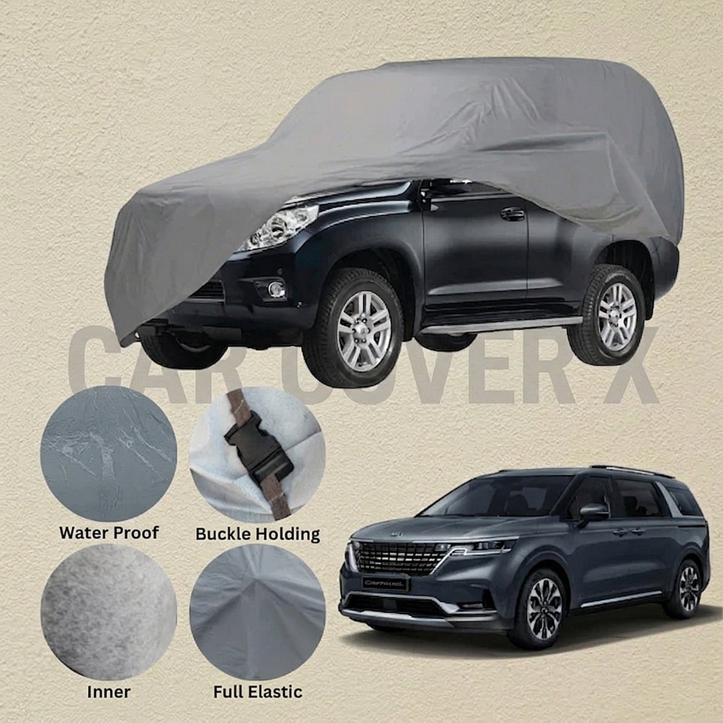 KIA Carnival Anti Scratch Water Resistant PVC Cotton Top Cover