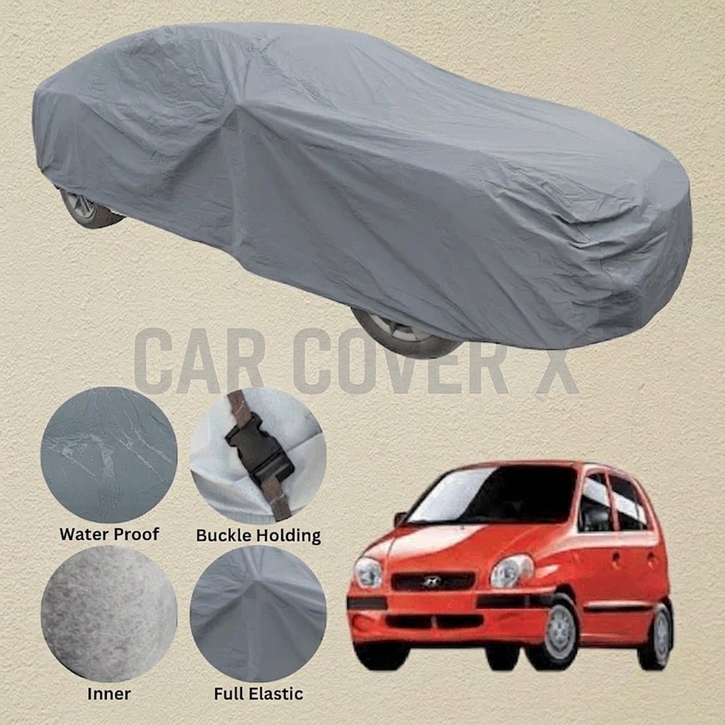 Hyundai Santro Anti Scratch Water Resistant PVC Cotton Top Cover