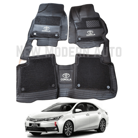 Toyota Corolla 9D Floor Mats with Black Grass | 3 Pcs | Corolla Best Floor Mats | Corolla 9D Floor